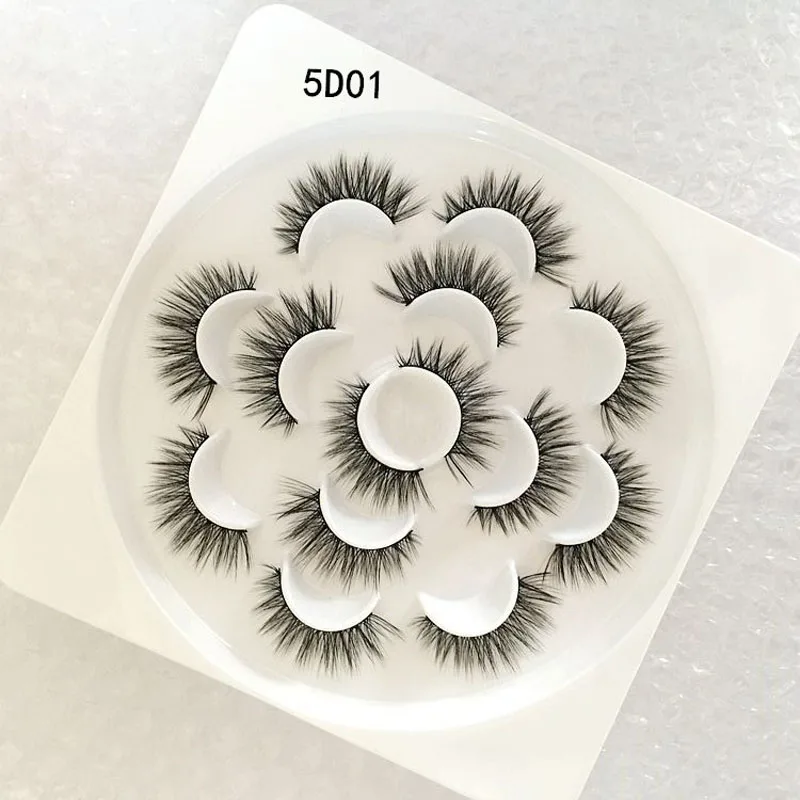 7Pairs/Box Handmade Beauty Faux Mink Eyelashes Lashes Thick Fluffy Makeup 3D Volume Natural Cils Extension Tool Wholesale | Красота и