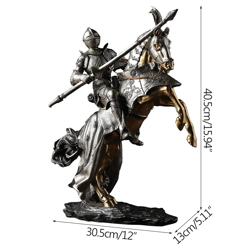

European Archaize Roman Cataphract Soldier Statue Vintage Resin Character Sculpture Desktop Ornament Home Decoration Accessories