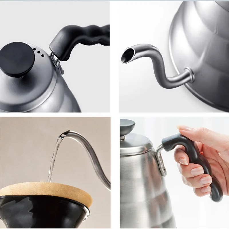 

750/1000/1200 ML Stainless Steel Coffee Drip Gooseneck Pot Tea Kettle Coffee Pot Cloud Shaped Resin Holder Pour Over Bottle