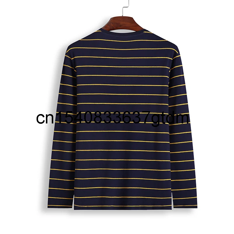 

Autumn new men's fattening plus size fashion casual round neck printed long sleeve t-shirt men's stripe base shirt