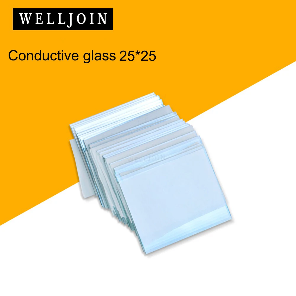 

25x25x1.1mm 6 ohm/sq 200pcs Lab Transparent Conductive Indium Tin Oxide ITO Glass