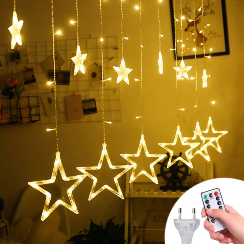 

220V LED String Light Fairy Curtain Lamp 2.5M Star Christmas Garland For Home Holiday Wedding Party Outdoor New Year Decor