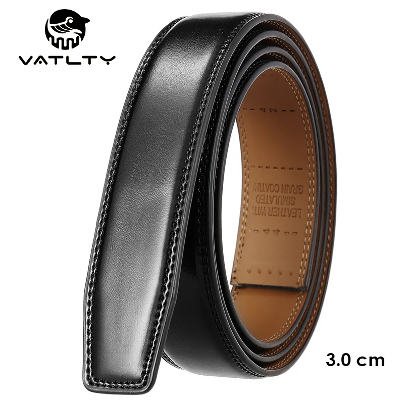 VATLTY New 3.0cm Men's Genuine Leather Belt Without Buckle Natural Cowhide Non-porous Belt Trousers Brown Belt Girdles Male