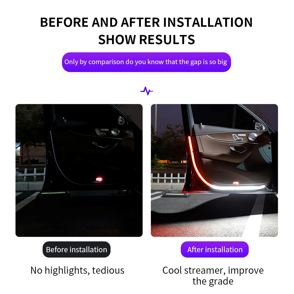 

2020 Car Door Streamer Warning LED Lights Universal Modified Anti-collision Door Lamp Welcome Decor Lamp Strips Anti Rear-end