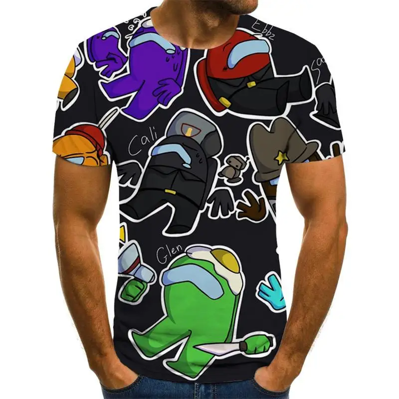 

2021 summer new 3D printed round neck T-shirt under our anime cartoon game boy and girl T-shirt