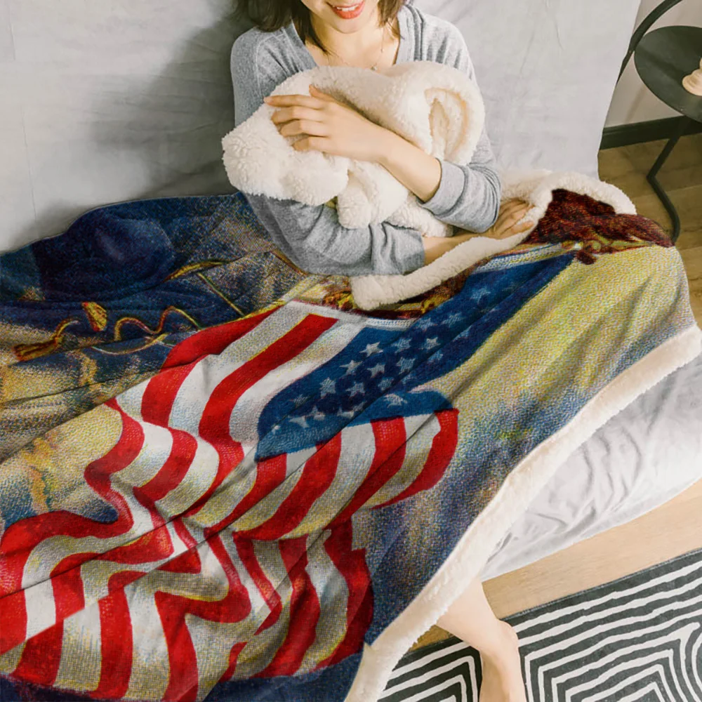 Зимнее кашемировое одеяло с изображением американского флага орла покрывало для
