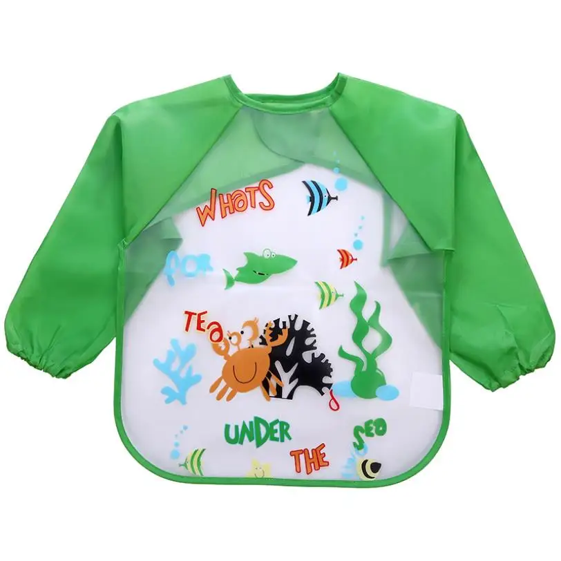 

Baby Girl Boy Bibs Cartoon Waterproof Long Sleeve Adjustable Bib EVA Feeding Cloth Children Baby Apron Kids Burp Cloth Bibs