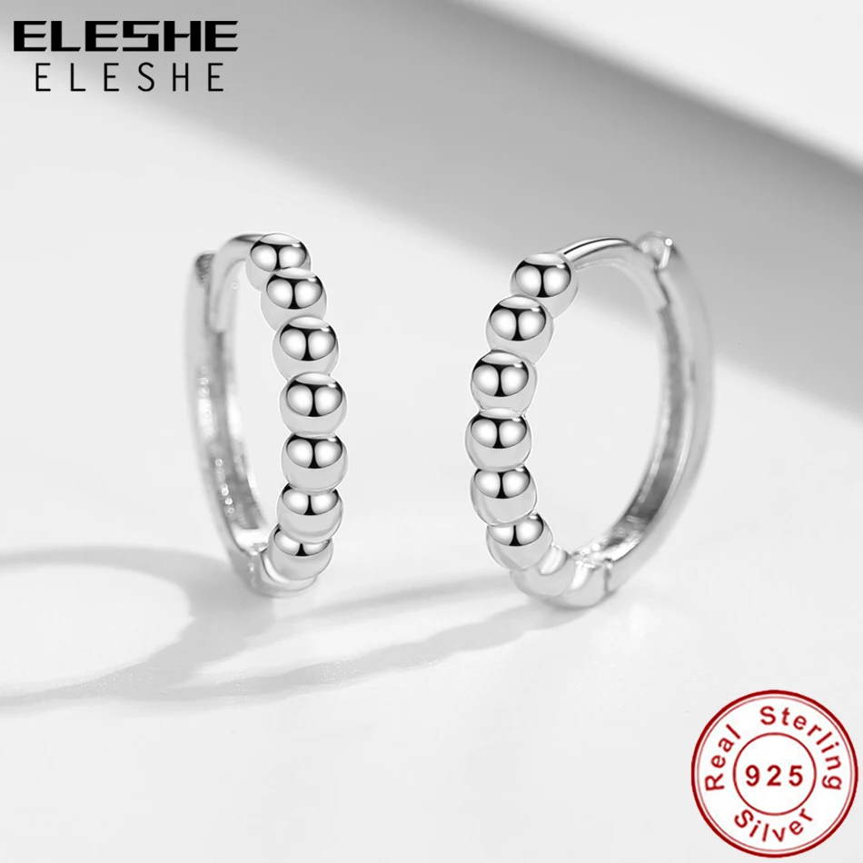 ELESHE 2020 Новый прекрасный 925 стерлингового серебра бисера обруч серьги нержавеющая