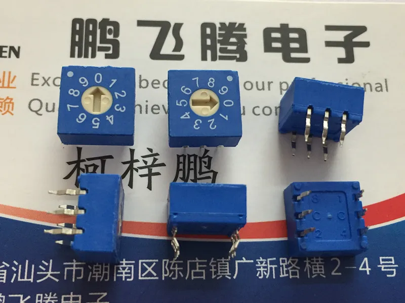 1PCS Taiwan ECE ERD110RSZ 0-9/10-bit rotary dial coding switch 3: 3-pin positive code top adjustment straight 6-pin 10*10 |
