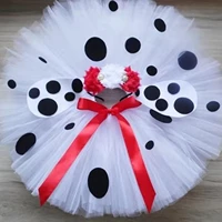 dalmatian baby girl tulle tutu skirt and flower headband set newborn photography props baby birthday tutu skirt girl for cosplay