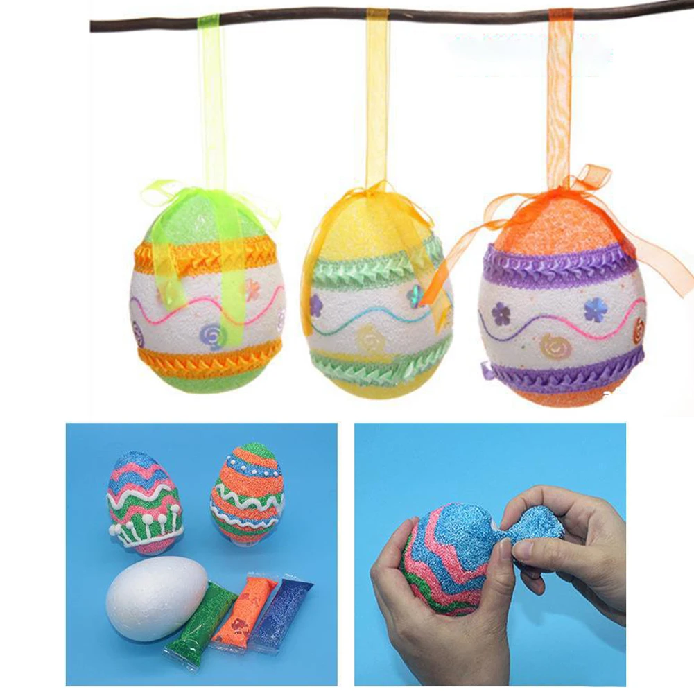

10pcs Happy Easter Eggs Foam Easter Egg Decoration Christmas Holiday Crafts Handmade Making DIY Painting Home Holiday DIY Dec