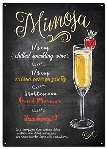 

Mimosa Metal Tin Signs, Drinks and Cocktails Colorfast Posters, Decorative Signs Wall Art Home Decor - 8X12 Inch (20X30 cm)