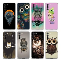 cute owl cartoon clear phone case for samsung s9 s10 4g s10e plus s20 s21 plus ultra fe 5g m51 m31 s m21 soft silicon