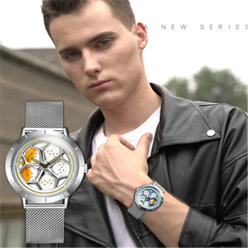 SANDA вращающийся циферблат водонепроницаемые прочные серебристые кварцевые часы