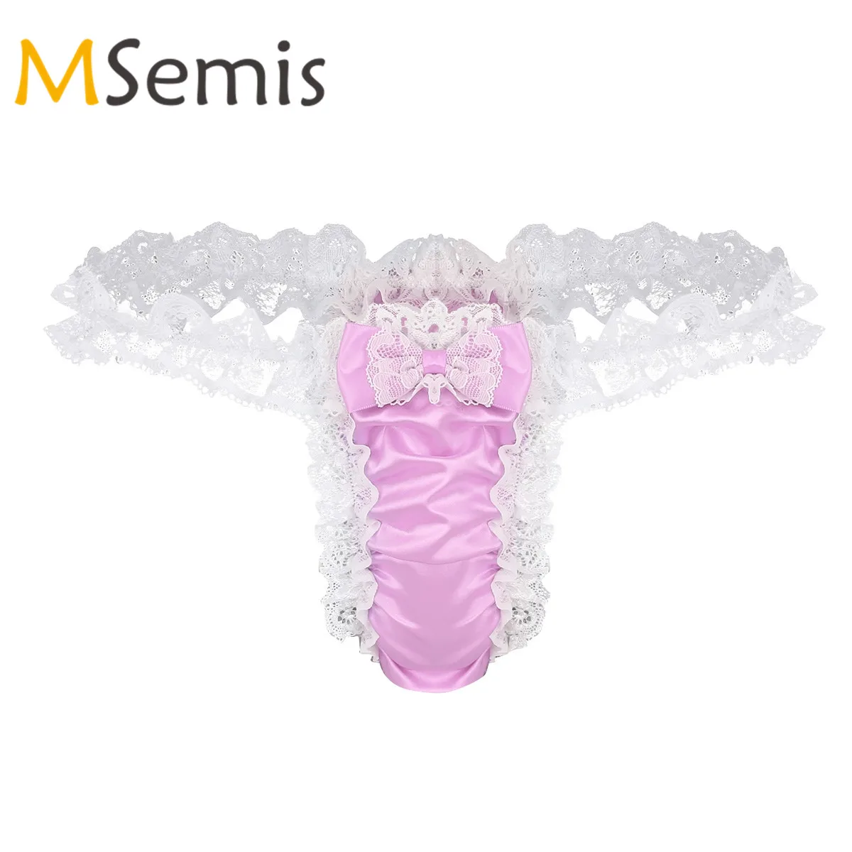 Мужское нижнее белье Сисси стринги Нижнее блестящего атласа с цветочным