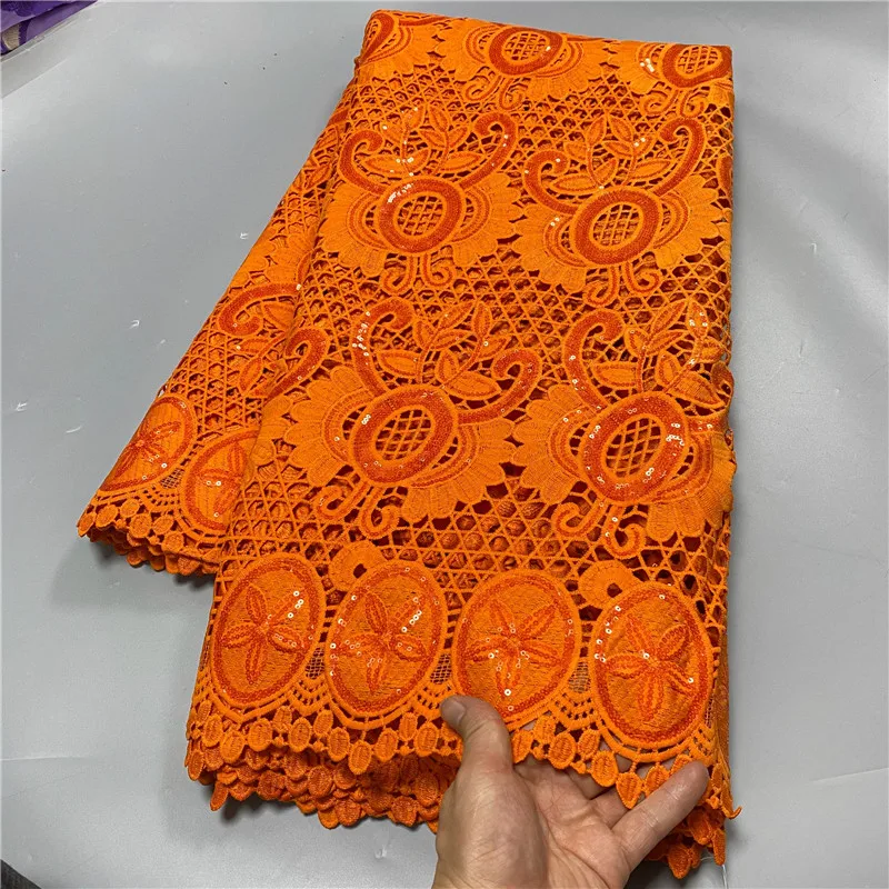 

African Cord Lace Fabric Chiffon Dress Lace Sequin embroidery High Quality Nigerian Guipure Lace Fabric For Wedding Party 3L1804