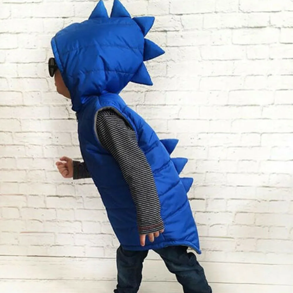 Зимний детский жилет с динозавром для маленьких девочек и мальчиков Теплая