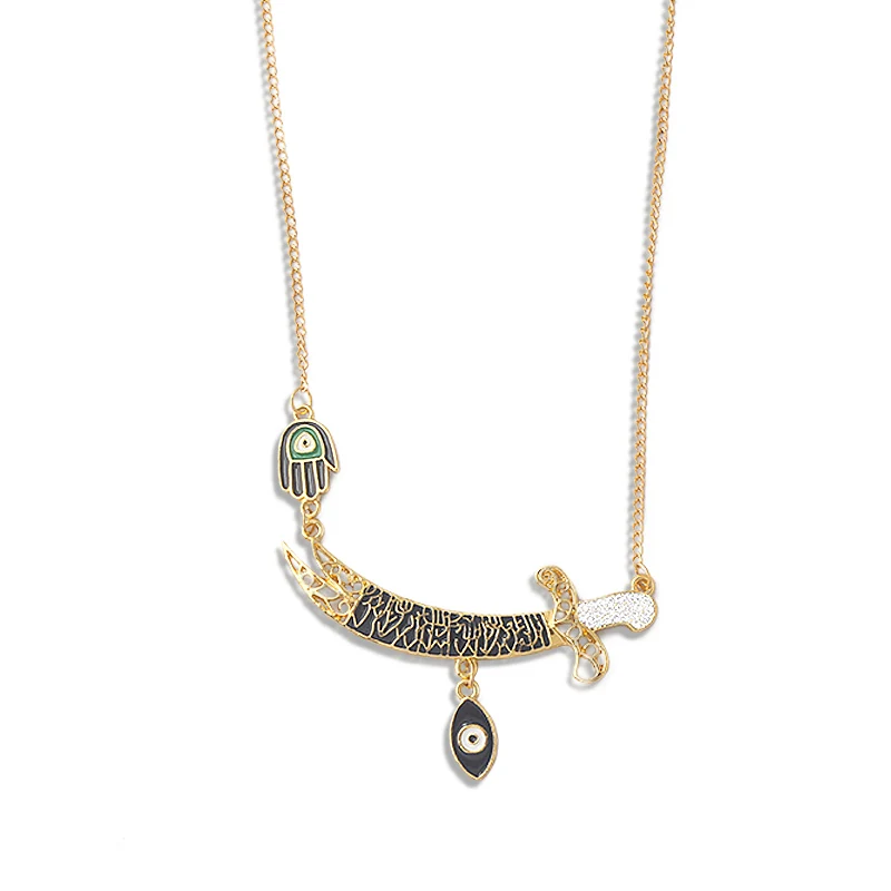 Имам Али Ожерелье меч сглаза рука Хамса от подвеска Фатима Золотая цепочка для
