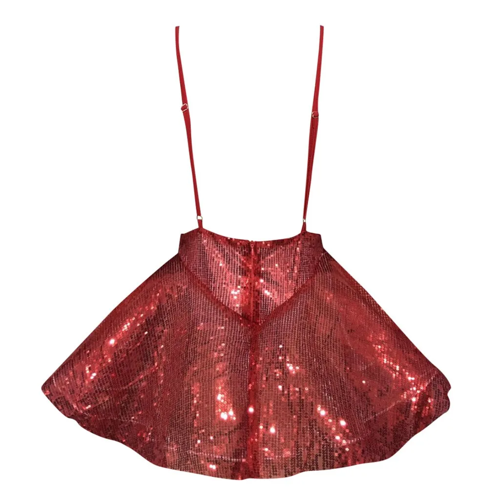 

2021 Fashion Sexy Fall Clothes For Women Women Deep V Sexy Sleeveless Sequins Patchwork Nightclub Dress Party Dress Plus Size*