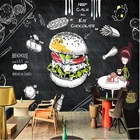 Настенные 3D-обои на заказ с черным фоном для западного ресторана, обои с изображением гамбургера, закуски, бара, гамбургеров, фаст-фуда, хот-дога