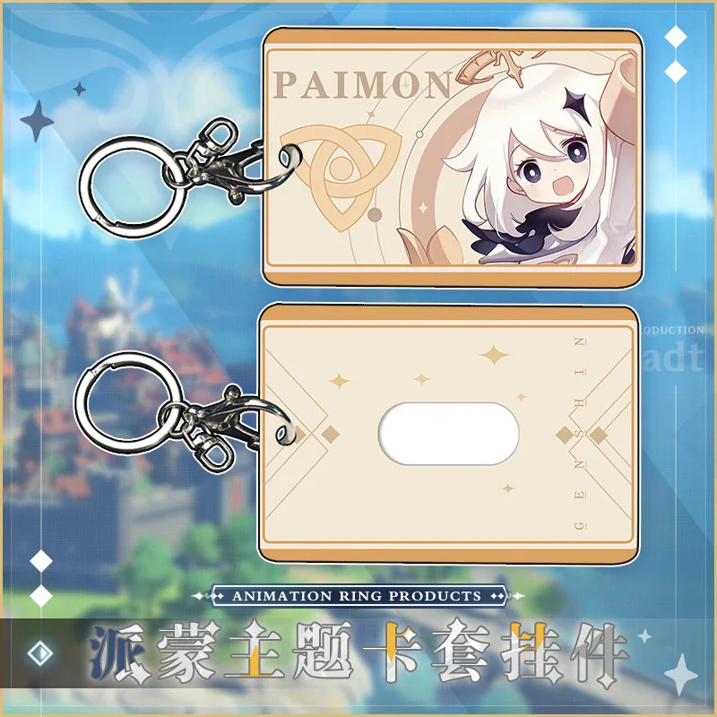 

Anime Genshin Impact Paimon ABS Student ID Bus Bank Card Holder Keychain Case Cover Pendant Toy Prop Decor Cosplay Gift Keyring