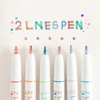 6 pcsbox creative two color line gel pen art drawing graffiti pen student reading marker diy diary journal stationery supplies