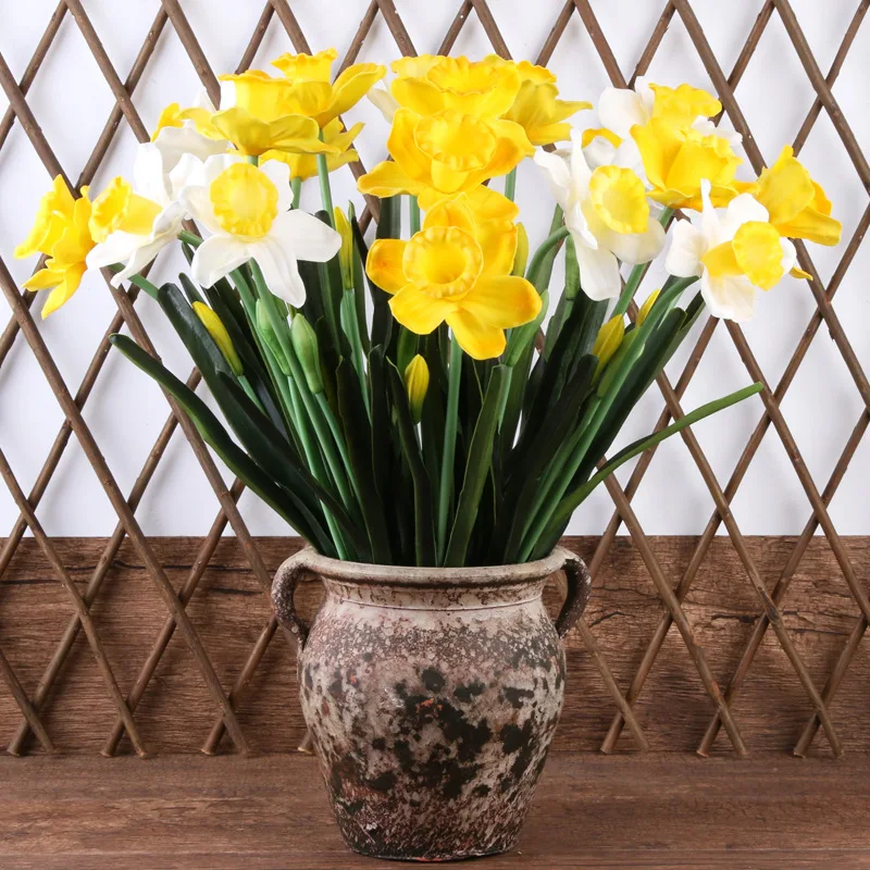 Искусственные искусственная кожа Нарцисс цветы филиал поддельные нарциссы