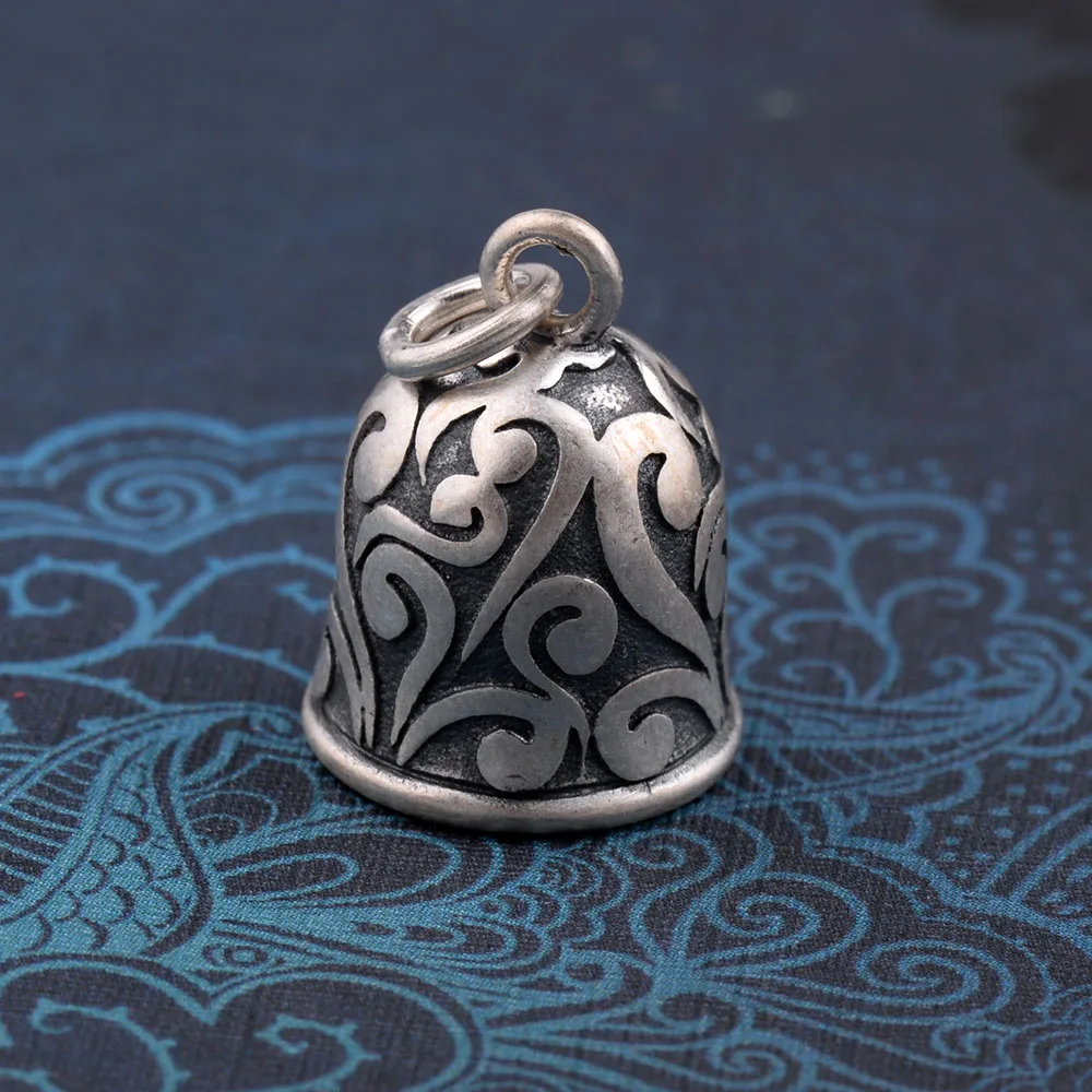 Женский кулон в виде колокольчика из серебра 925 пробы с этническим узором стиле