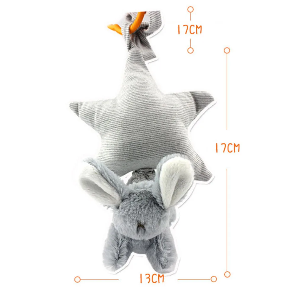 Infant Baby Lathe Hanging Ring Star Rabbit Rattle Crib Stroller Toys Teether Stuffed Doll Plush Music Box Pull Bell Toy | Игрушки и