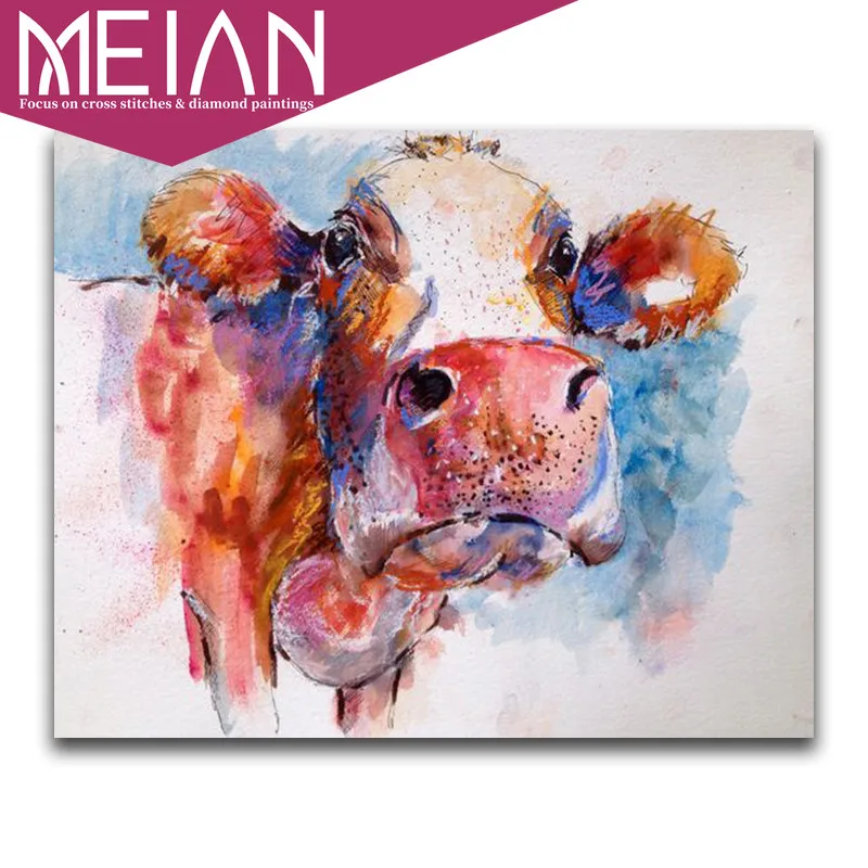 2020 Meian корова полная квадратная Алмазная Вышивка Животных цвет круглая мозаика