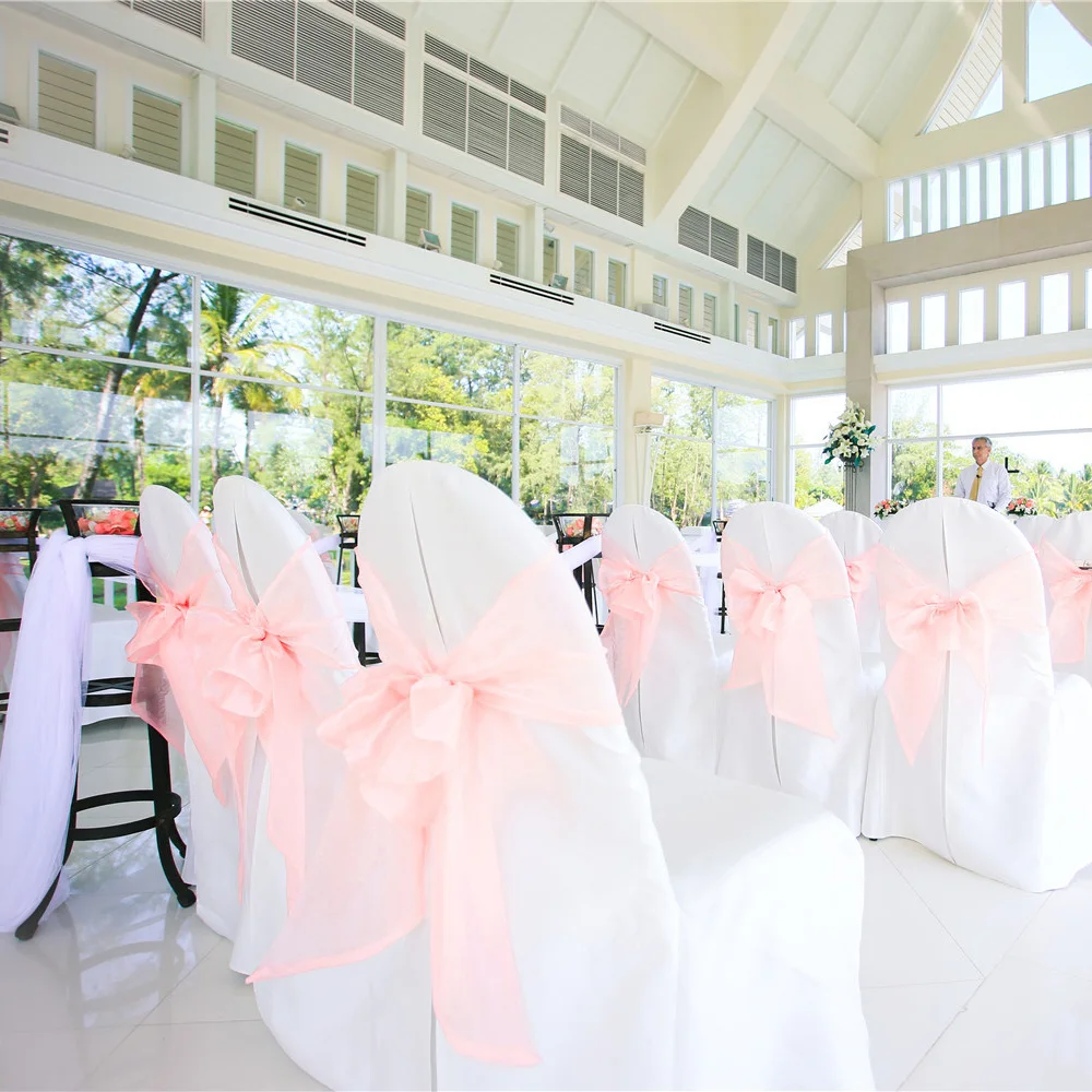 

50pcs Organza Wedding Chair Sashes Wedding Chair Knot for Wedding Party Decoration Hotel Supplies wedding decorations