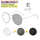 Очки унисекс фотохромные SUMONDY, от-0,5 до-6, с кошачьими ушками, с оправой из сплава, бесцветные, по рецепту, UF54