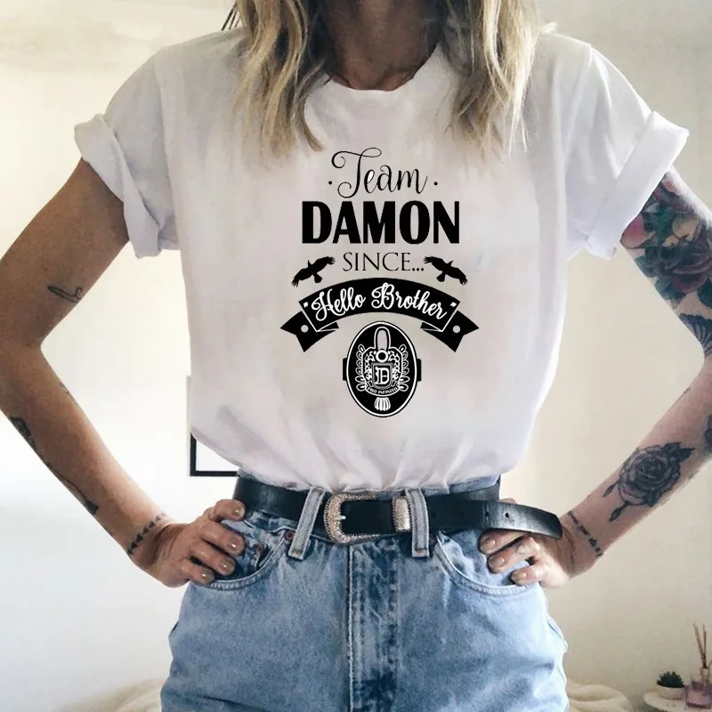 

The Vampire Diaries Women's Summer Loose Female T Shirt Harajuku Ulzzang Clothes Casual O-neck Ladies Tees Idol Harajuku top