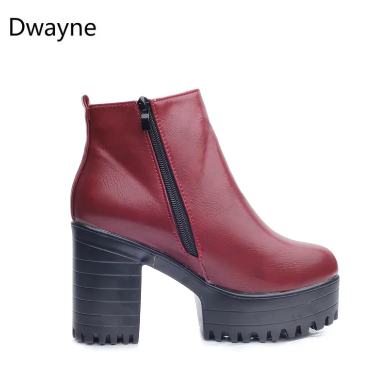 Dwayne botas mujer; модные женские ботинки на квадратном каблуке и платформе; zapatos mujer; ботфорты из искусственной кожи; мотоботы