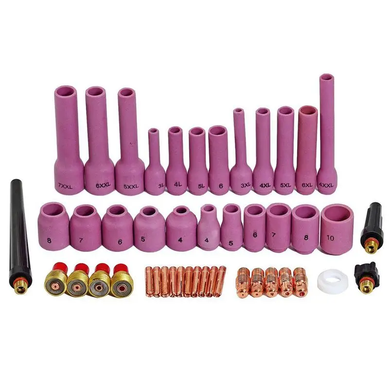 

TIG Gas Lens Collet Body Assorted Size Kit Fit SR PDA DB WP 9 20 25 TIG Strong Welding Torch 46pcs