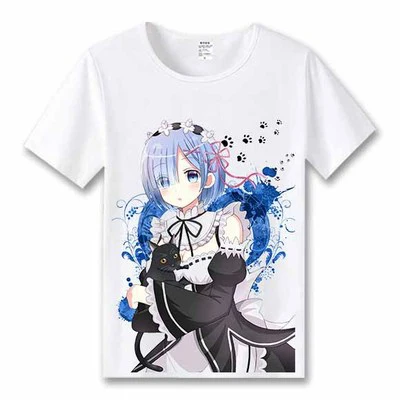 

Japan Anime Cos Re:Life in a different world from zero Cosplay Short Sleeve Cotton T Shirt Tee Top