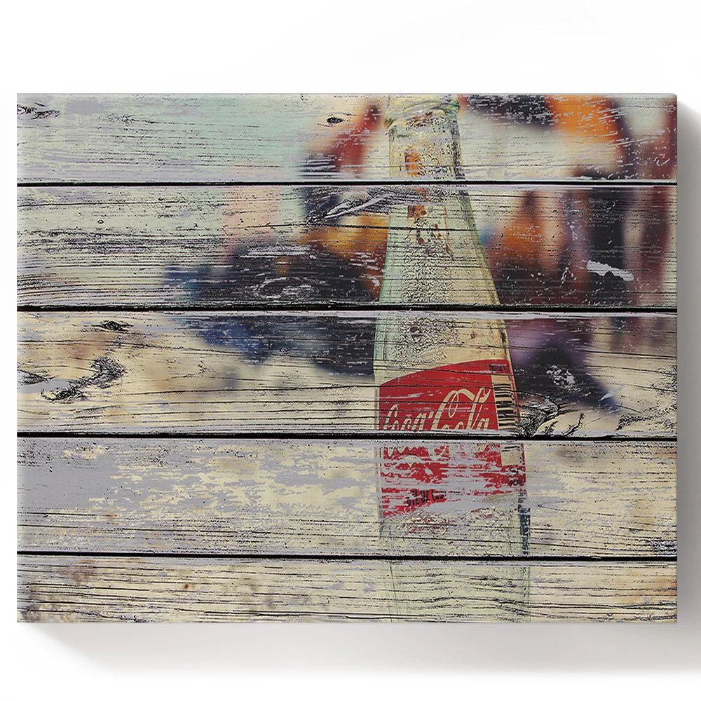 DIY живопись по номерам картины Кокс Бутылка деревенский деревянный досок Холст