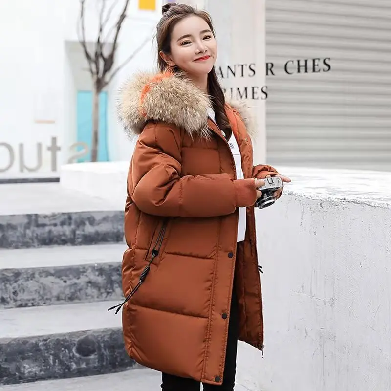 

2021 зимняя куртка размера плюс женские парки утепленная верхняя одежда с капюшоном длинное пальто Женская тонкая хлопковая стеганая верхня...