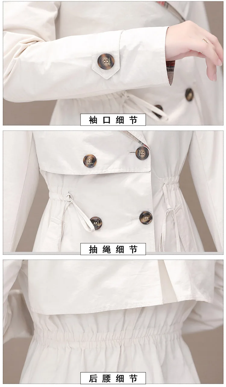 

New Windbreaker Female Long section 2020 Spring Autumn Coat Casual Double-breasted Slim Women's Trench Coats Outerwear N972