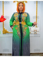 new fashion shirt collar with diamond african chiffon loose long dashiki traditional dress with black belt for lady %ef%bc%88cpxf08%ef%bc%89%ef%bc%89