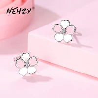 nehzy 925 sterling silver stud earrings high quality woman fashion jewelry new flower zircon crystal hot sale earrings