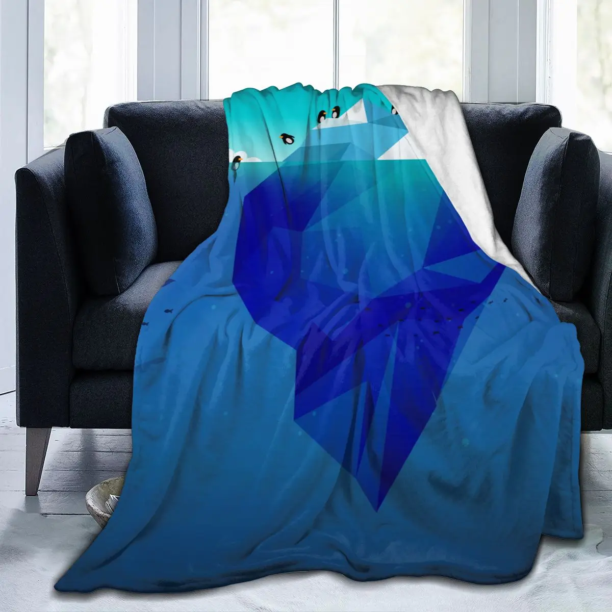 

Мягкое теплое Флисовое одеяло, зимний Диванный плед айсберга и пингвинов, светильник кие тонкие фланелевые одеяла для механической стирки, ...