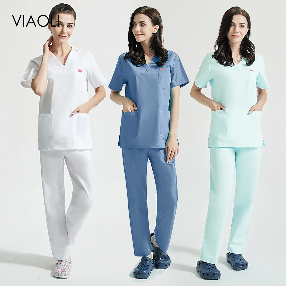 

Униформа для сотрудниц спа-салонов на каждый день, блузка женская обувь на каждый день, штаны с V-образным вырезом и короткими рукавами, крас...