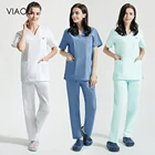 Униформа для сотрудниц спа-салонов на каждый день, блузка женская обувь на каждый день, штаны с V-образным вырезом и короткими рукавами, красавица; Здоровья косметичка Повседневная обувь куртка с карманами для мальчиков
