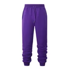 Брюки мужские однотонные с флисовой подкладкой, модные теплые спортивные штаны с резьбовыми манжетами, повседневные Джоггеры для бодибилдинга, фиолетовые