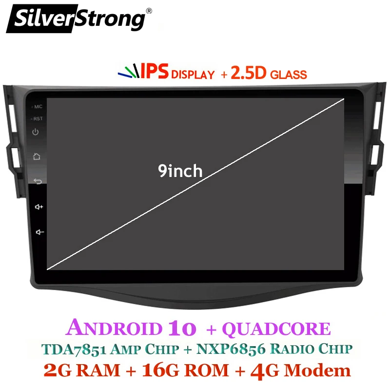 SilverStrong Android10.0 2.5D ips 4G Автомобильный gps для Toyota RAV4 2006-2012 2din 9 дюймов Rav 4 dsp gps навигация wifi