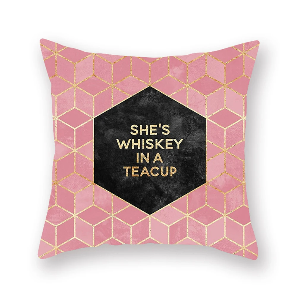 Розовый геометрический нордический Чехол на подушку с принтом наволочка