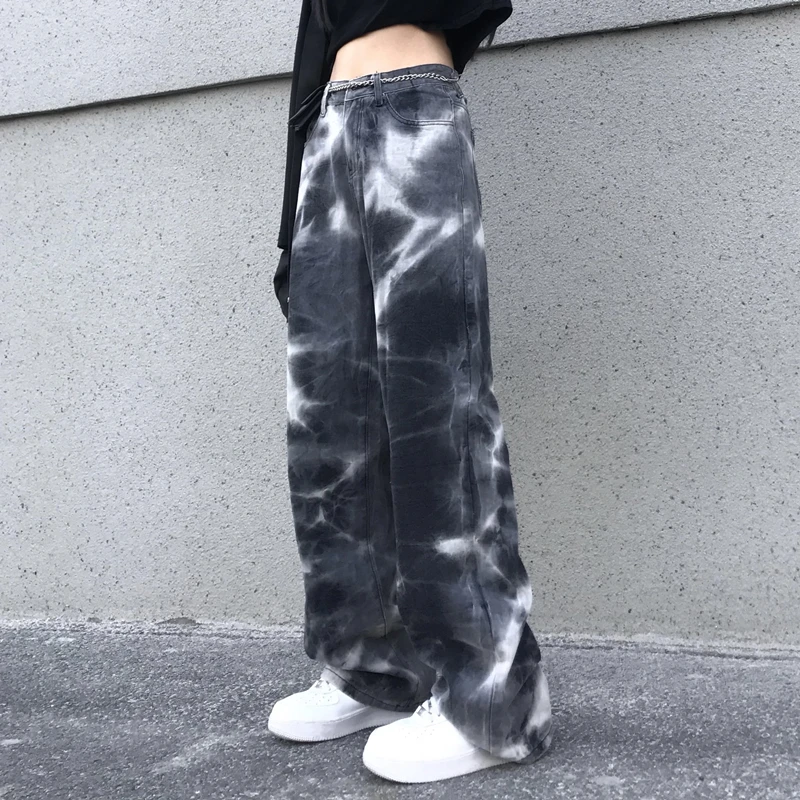 Джинсы женские Ранняя весна новинка в стиле Харадзюку темные окрашенные