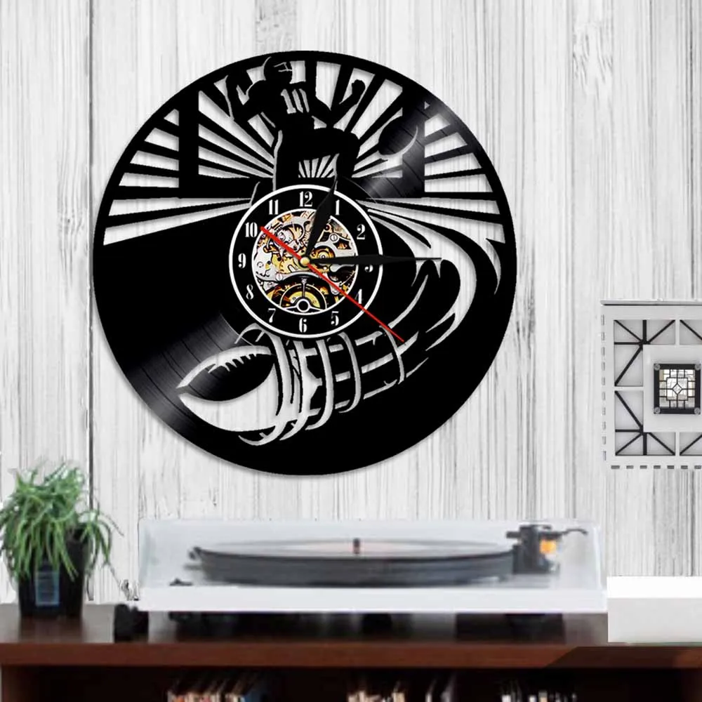 Регби Америка футбол проигрыватель виниловые настенные часы современный дизайн