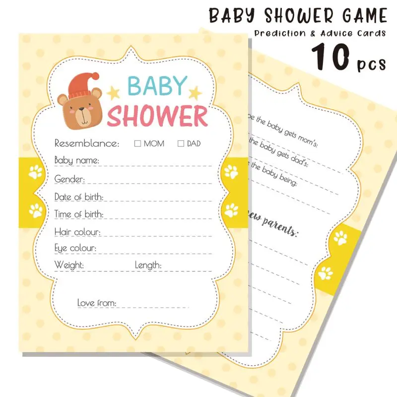 

W3JF Baby Predictions and Advice Cards (Pack of 10) - Baby Shower Games Ideas for Boy or Girl- Party Activities Supplies